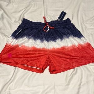 Red white and blue womens cotton shorts, large